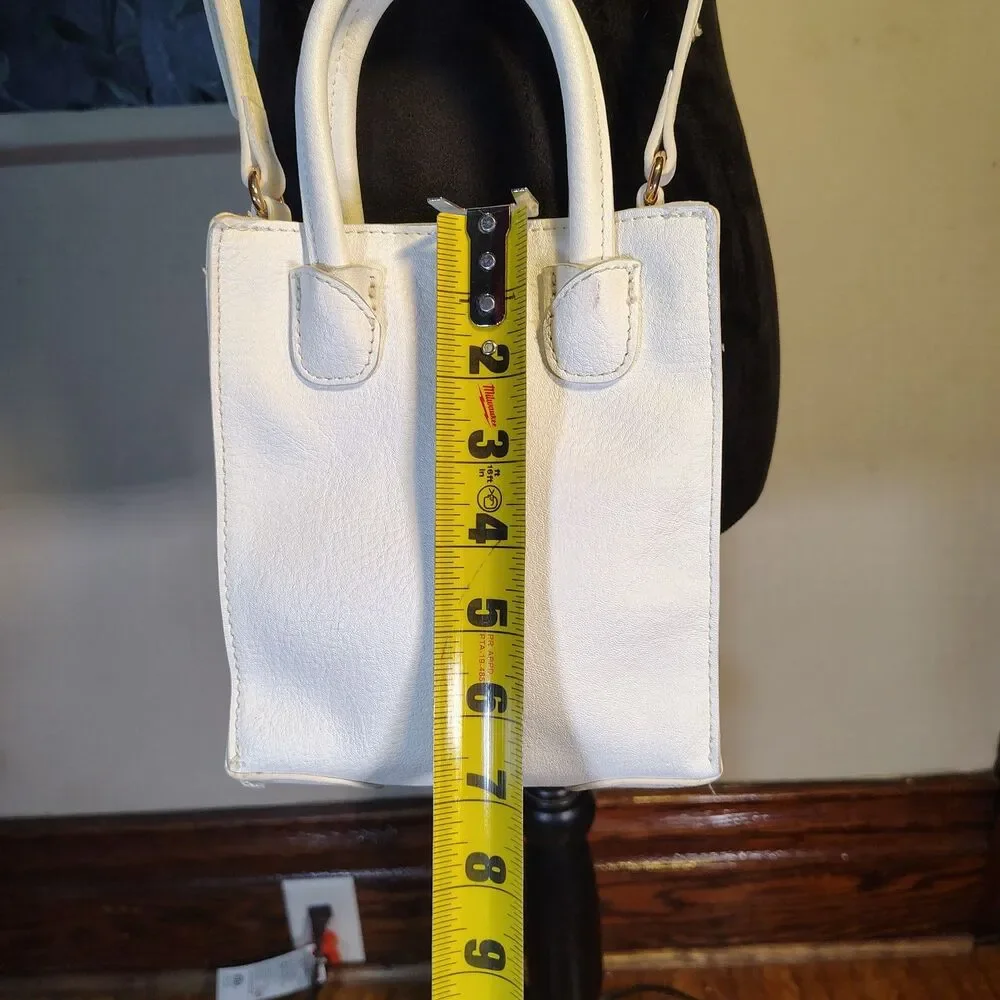 Mini White Lauren Conrad Handbag Crossbody/Handbag Faux Leather Suede